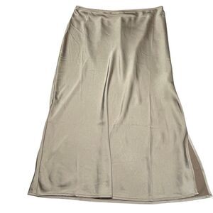 Old Navy Champagne Gold Satin Midi Slip Skirt N0518